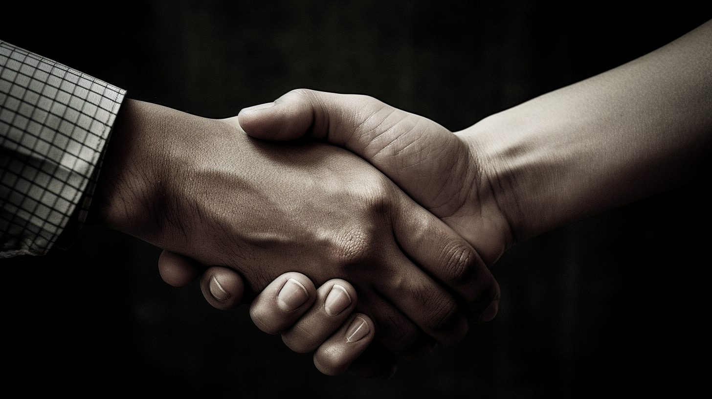 Two people shaking hands professionally