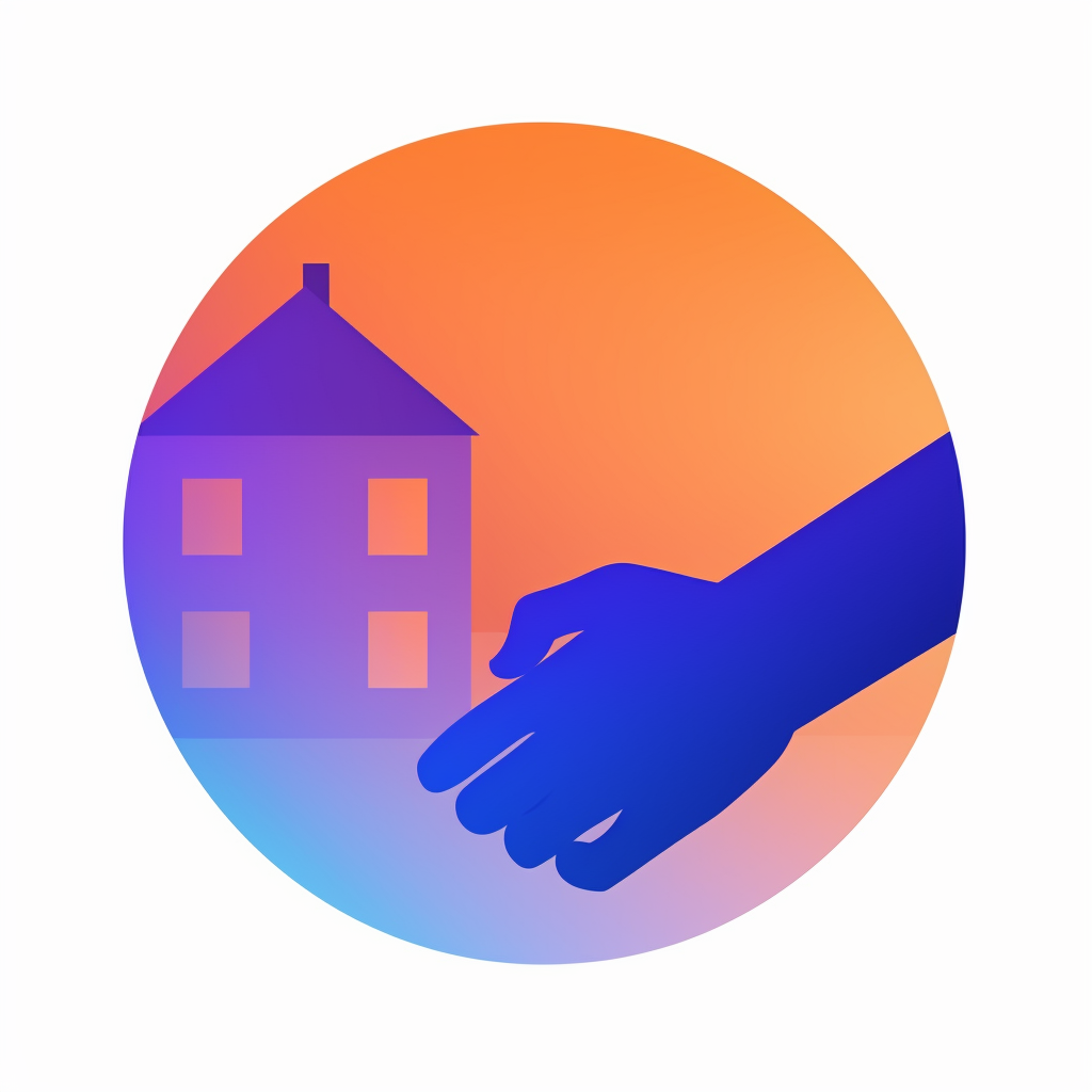 Minimalistic handshake in front of a home