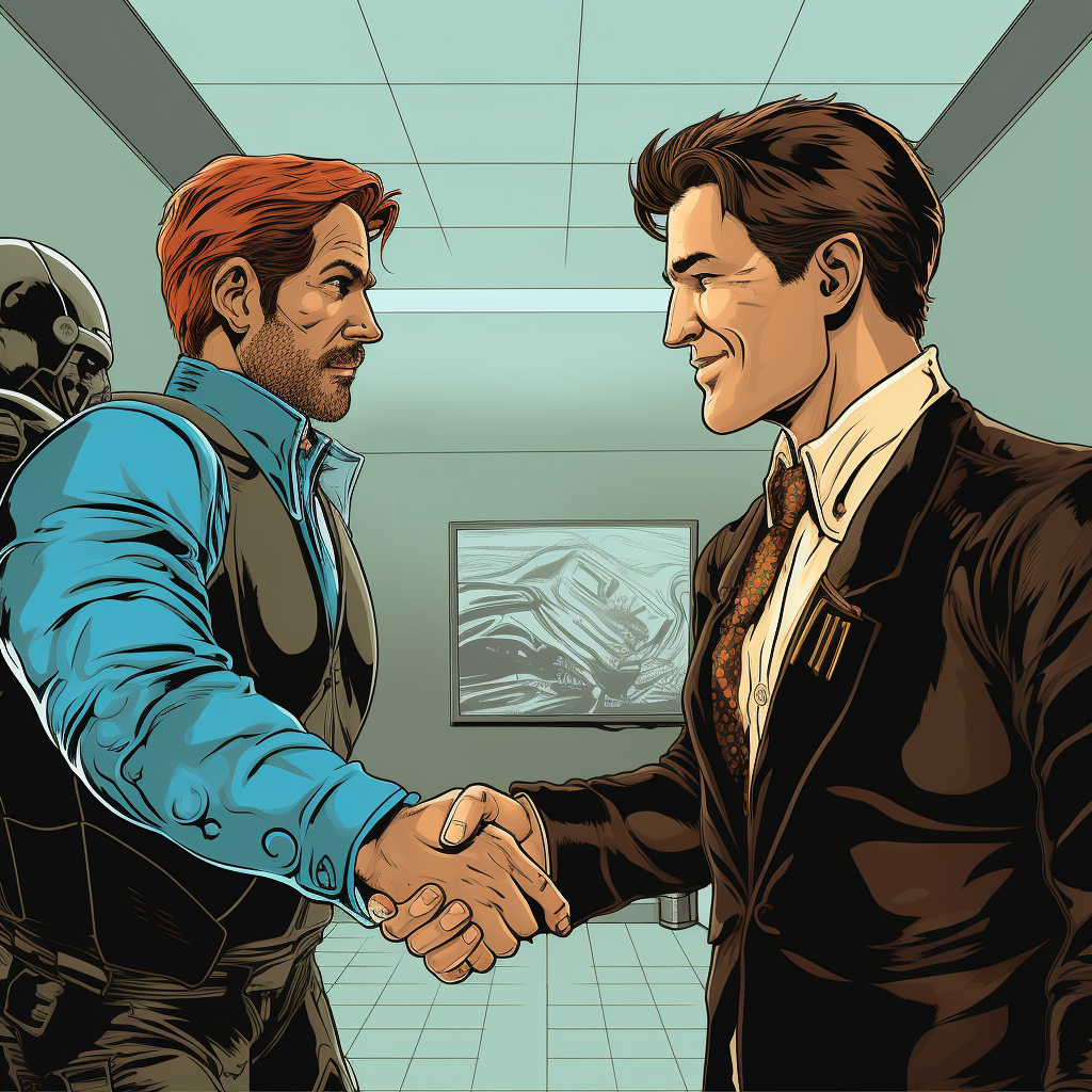 Illustration of a handshake in comics style