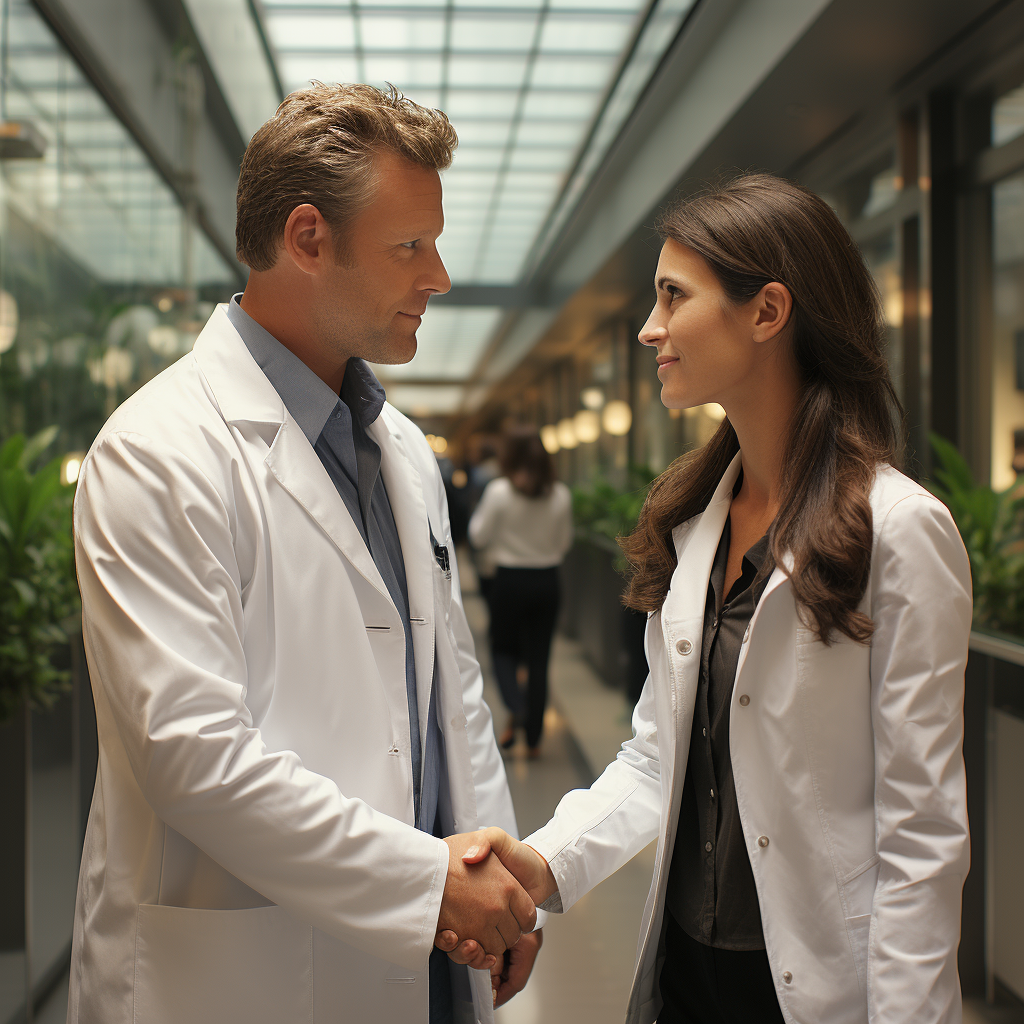 Handshake between medical professionals