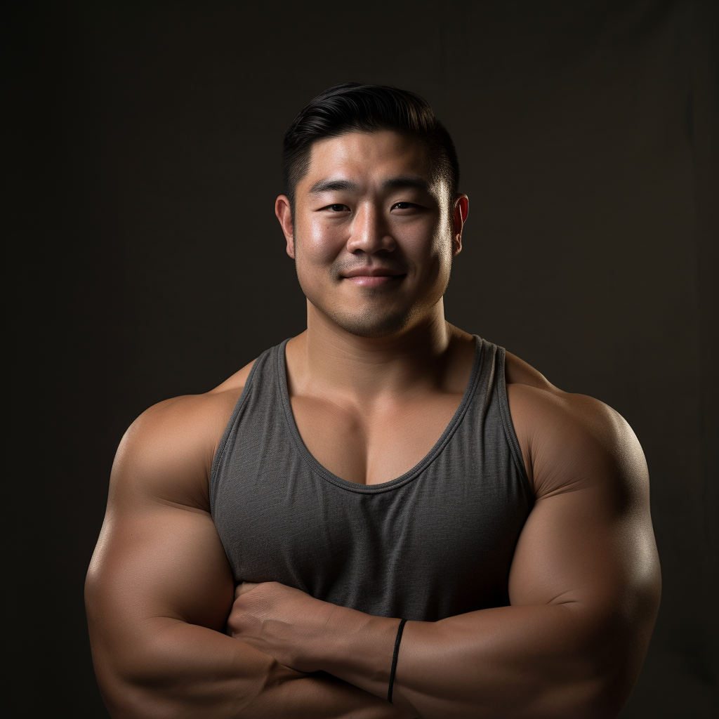 Smiling portrait of a beefy Asian man