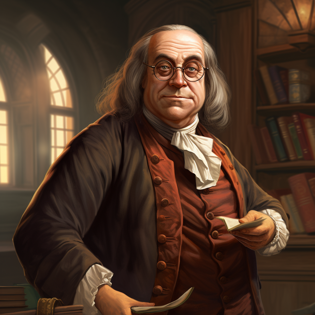 Portrait of handsome Benjamin Franklin