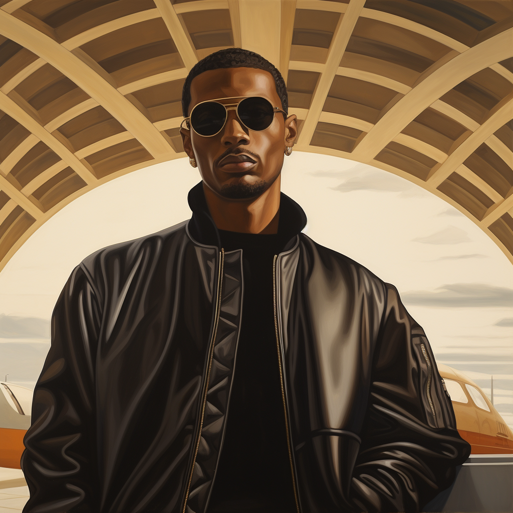 Black man with aviator glasses and bomber jacket