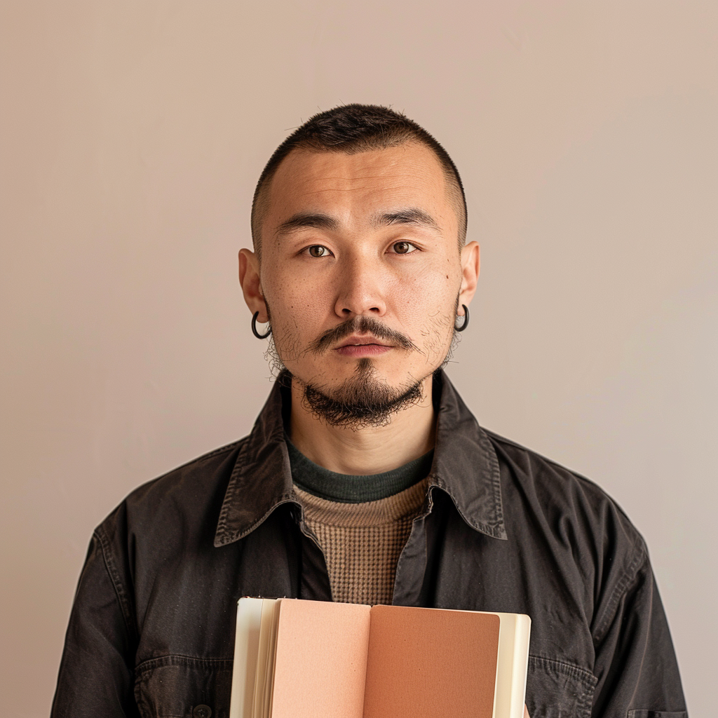 Handsome Buryat man with book