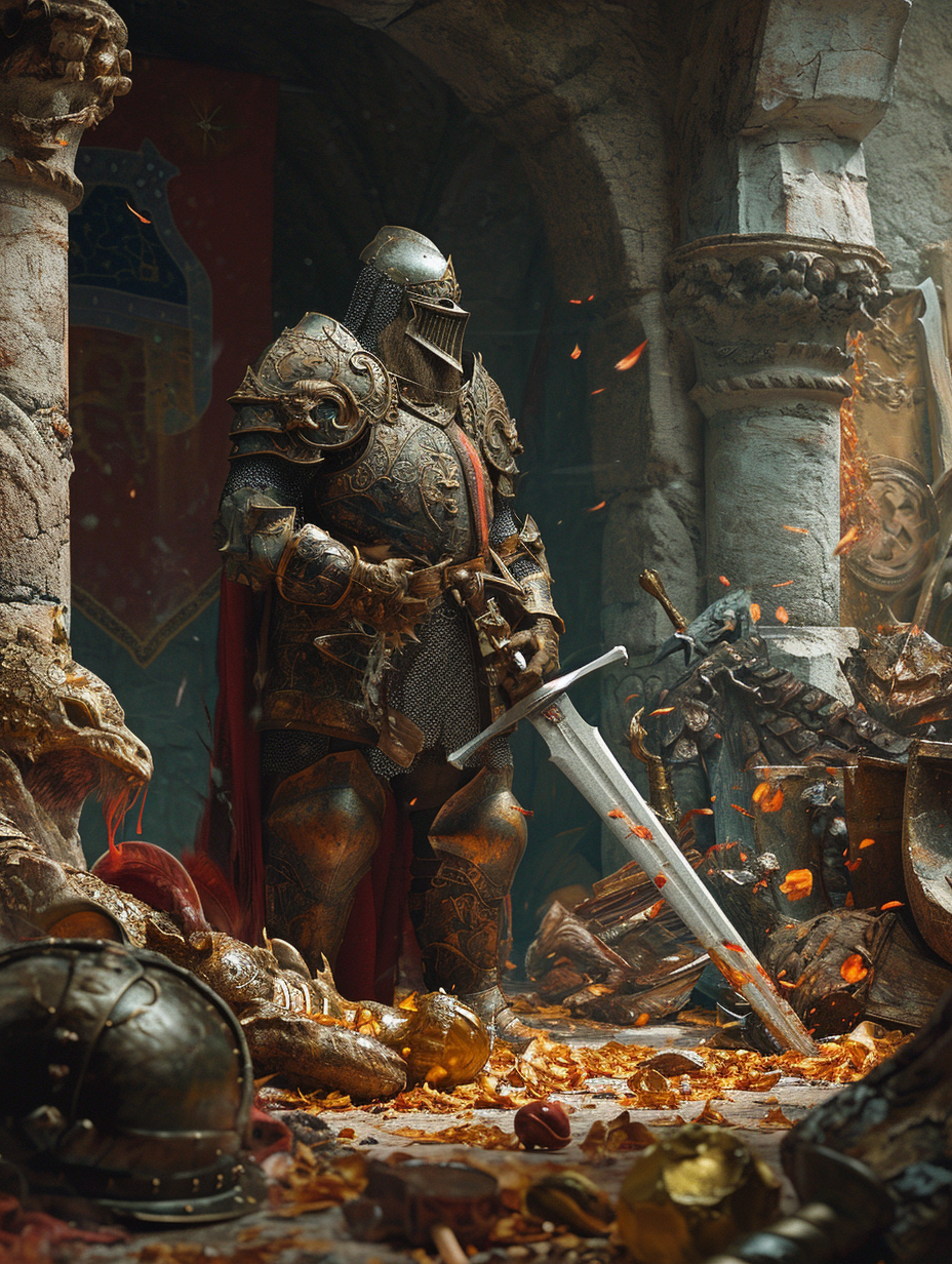 Image of a regal dwarf knight with a large sword