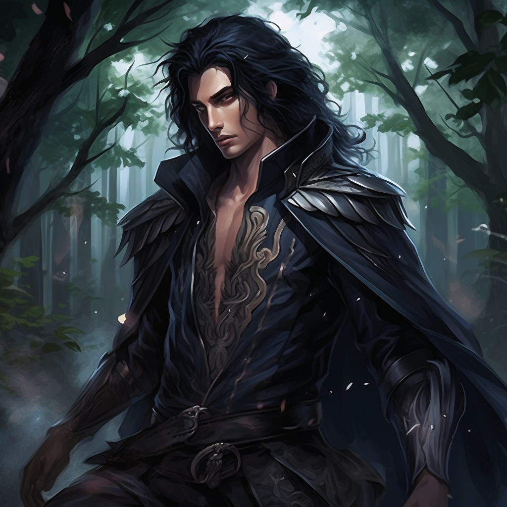 A male fairy with long black hair