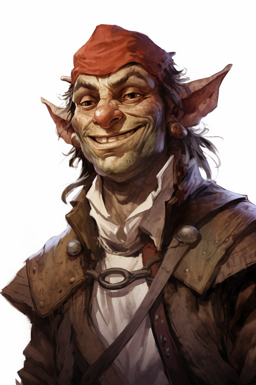 Handsome hobgoblin male with a jolly expression