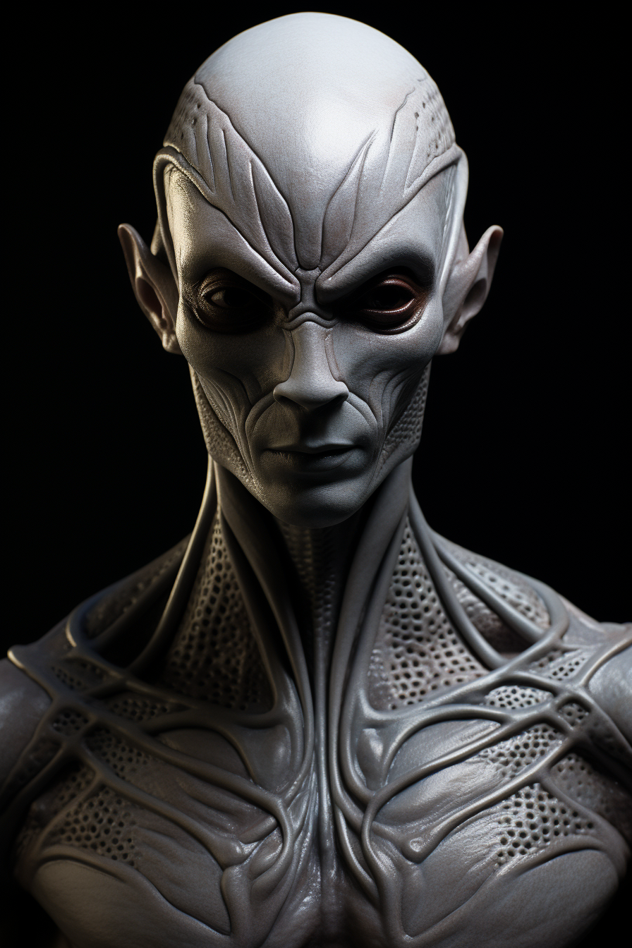 Handsome humanoid alien male full body