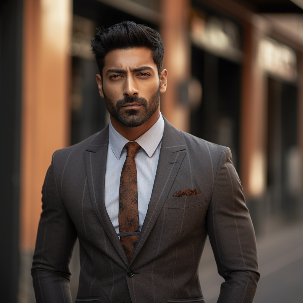 Handsome Indian Man Designer Suit Outdoor Professional