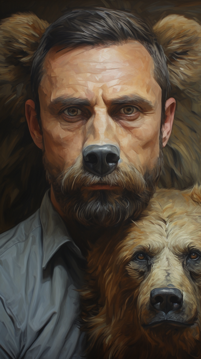 Portrait of a Handsome Man with Bear Features