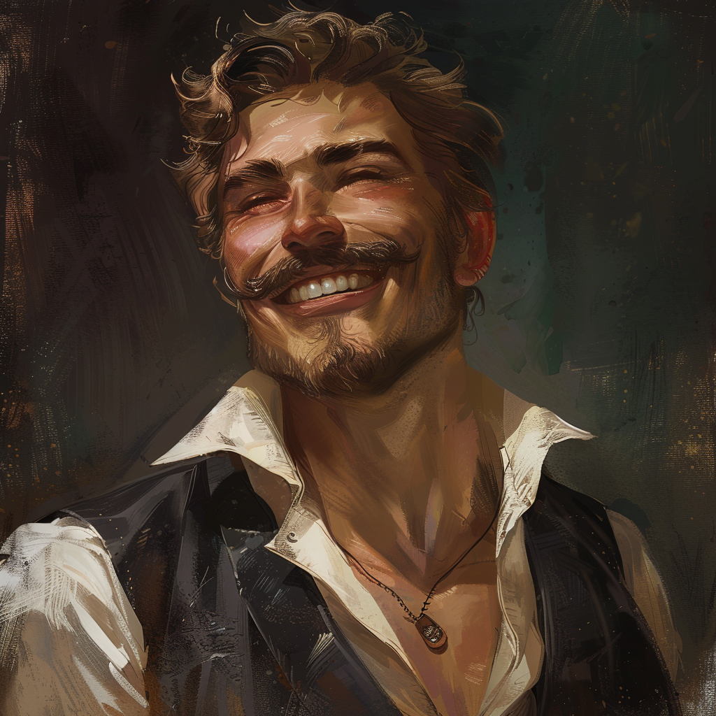 Handsome man smiling fantasy art