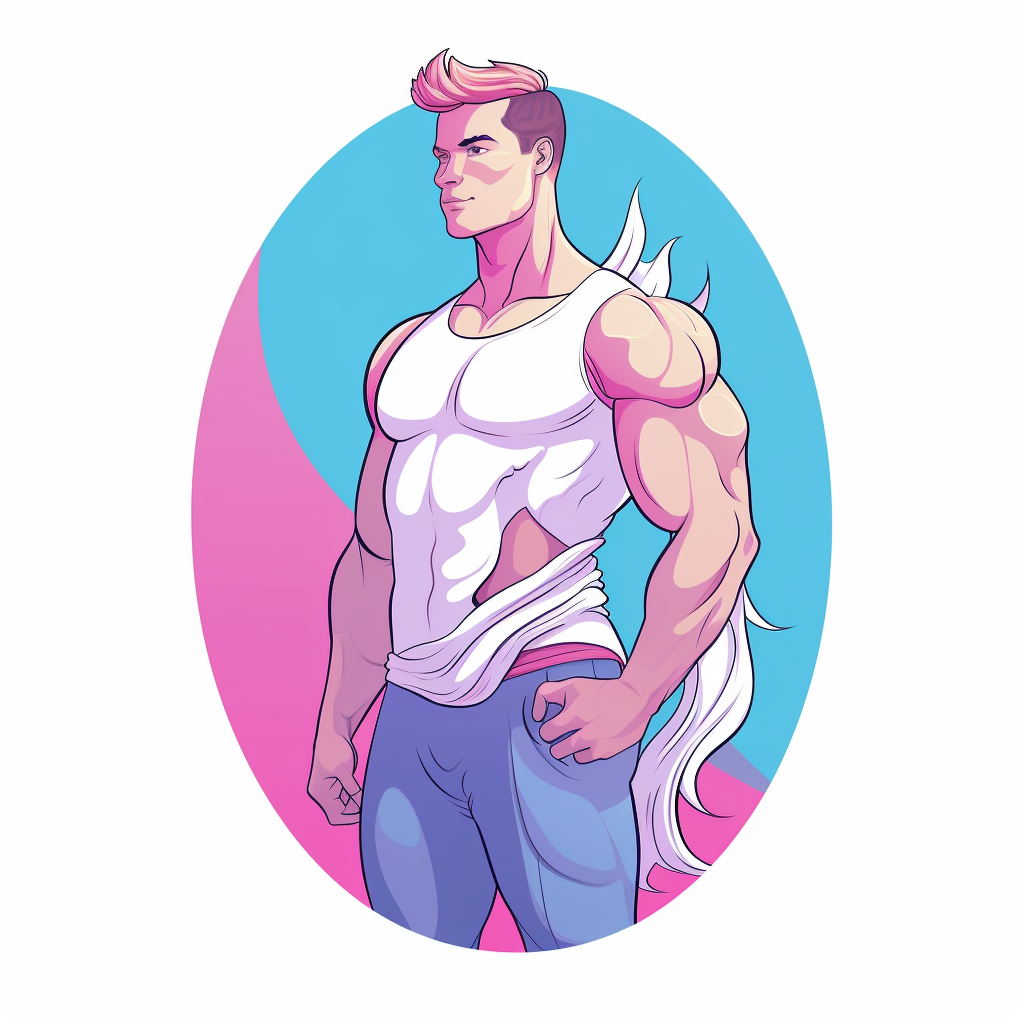 Vector illustration of a handsome man in a unicorn onesie