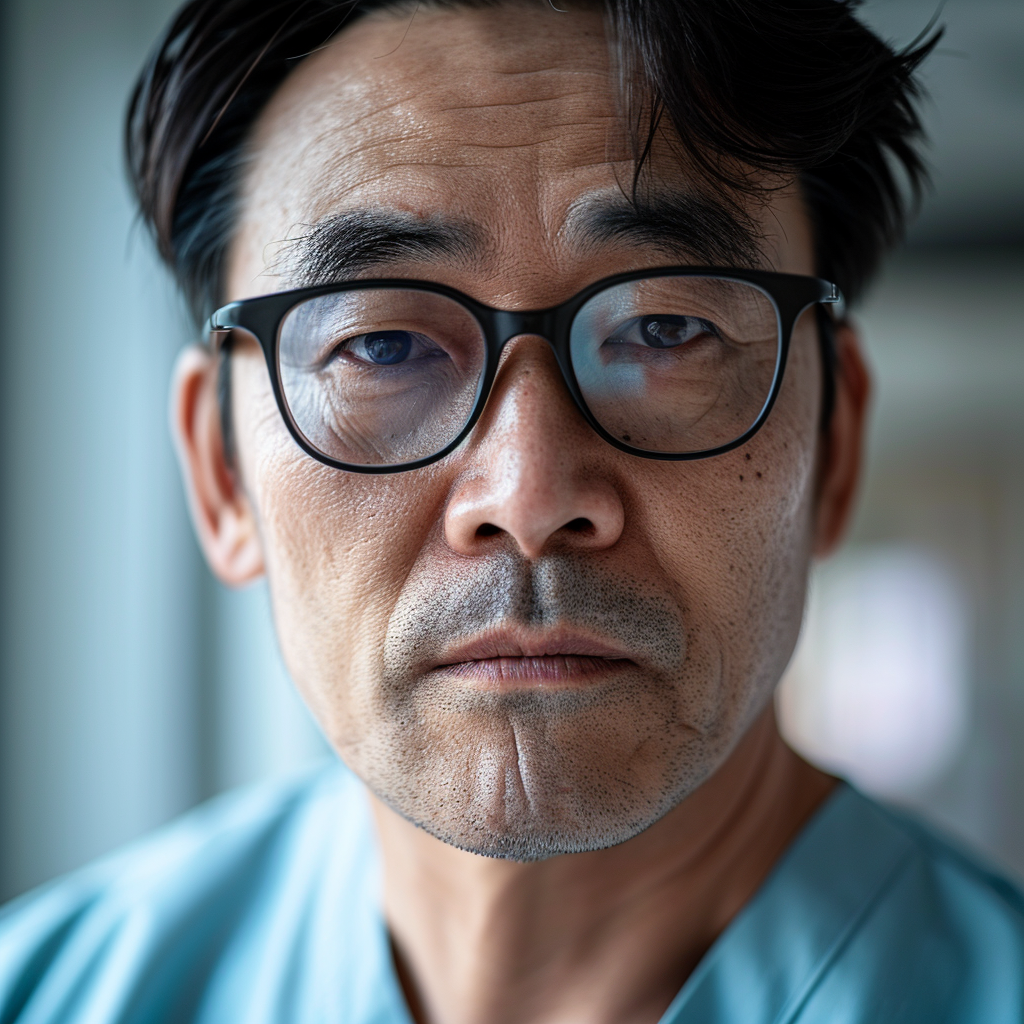 Middle-aged Korean doctor with glasses