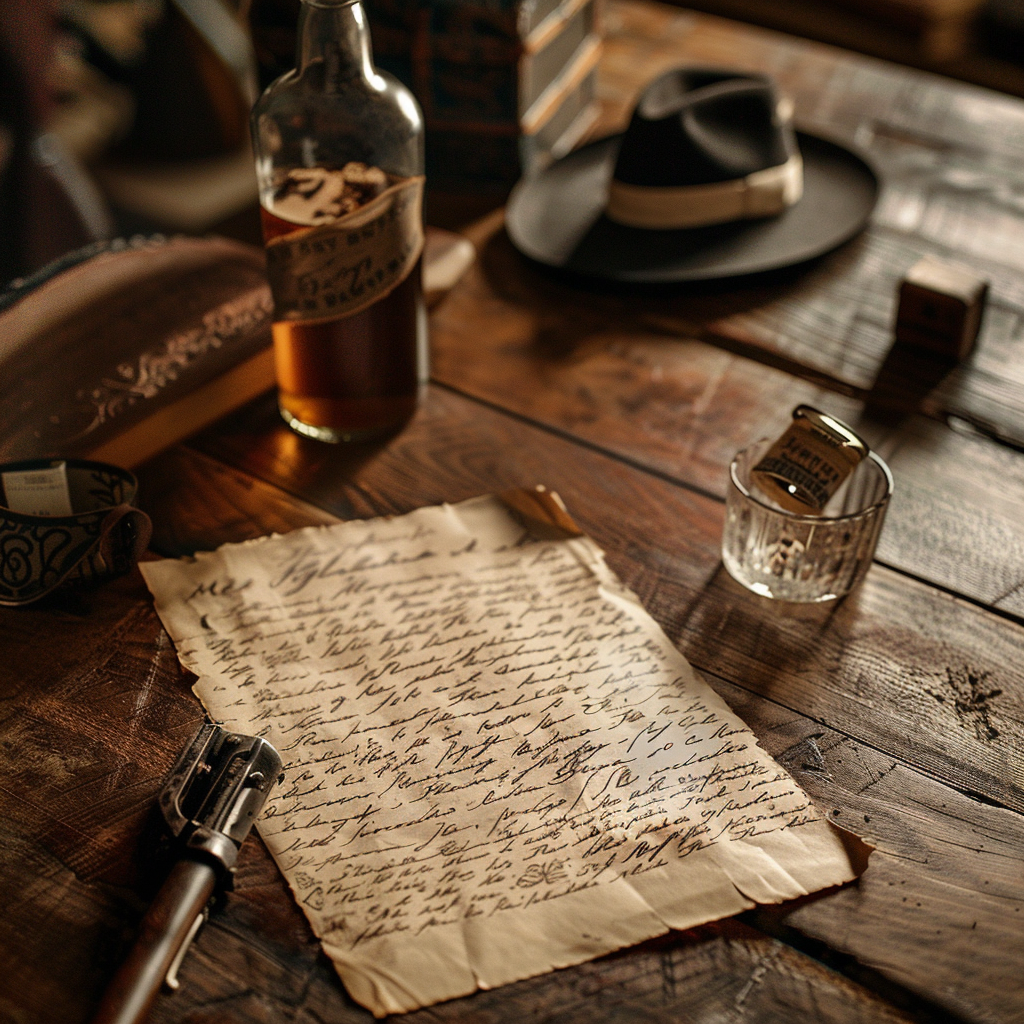 Handwritten letter on wooden desk