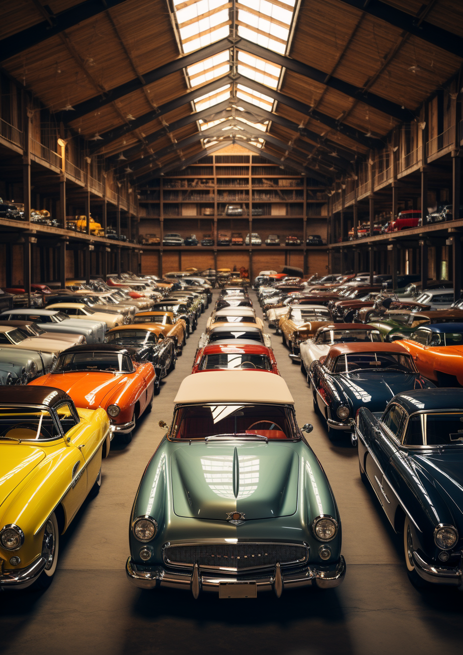 Classic Cars in a Hangar