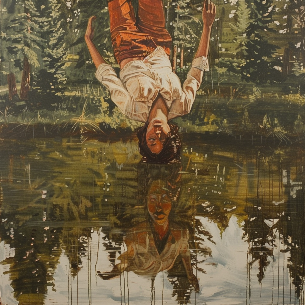 Upside Down Human in Oil Paint