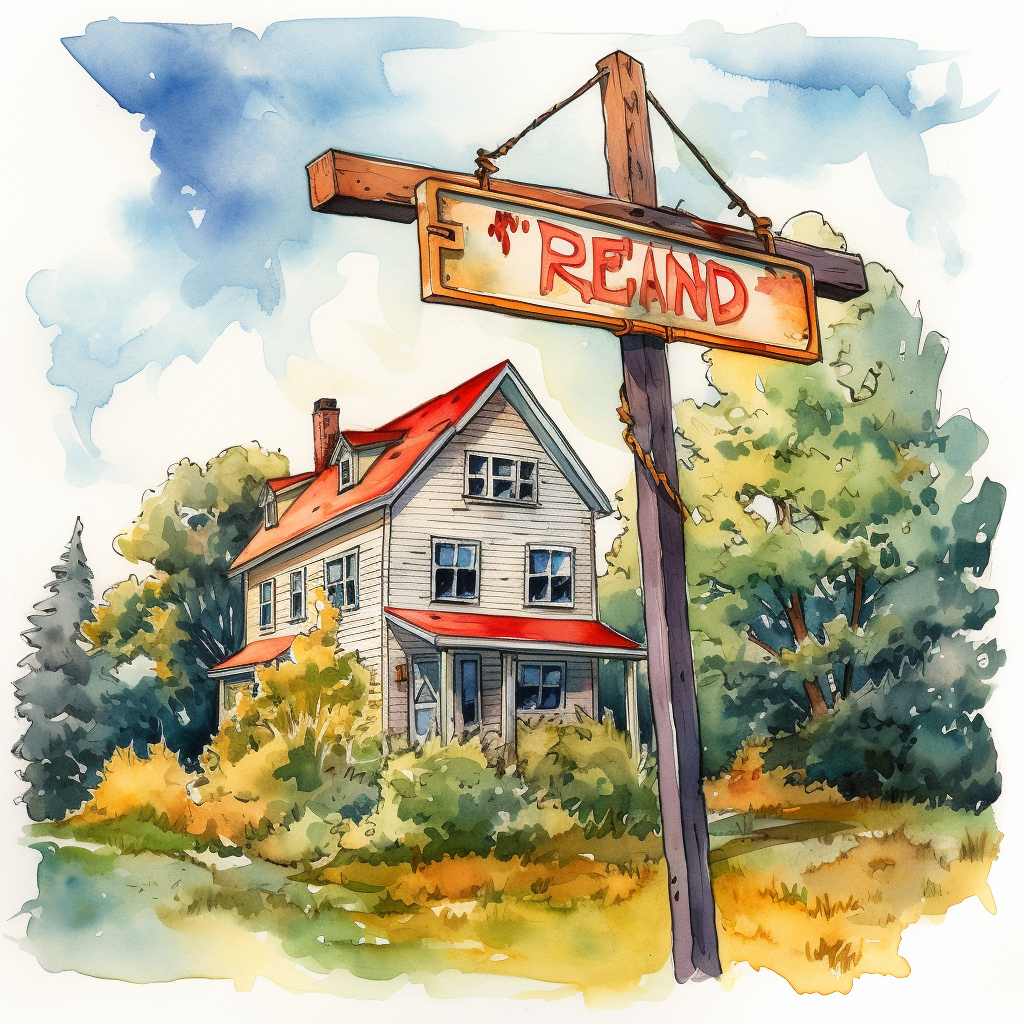 Real Estate Sign Watercolor Illustration