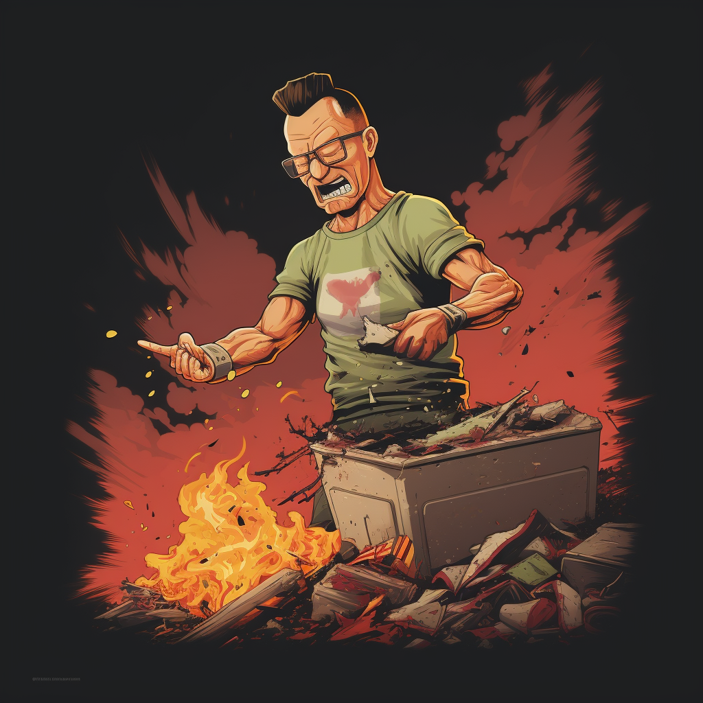 Hank Hill shooting Kamehameha at charcoal bag