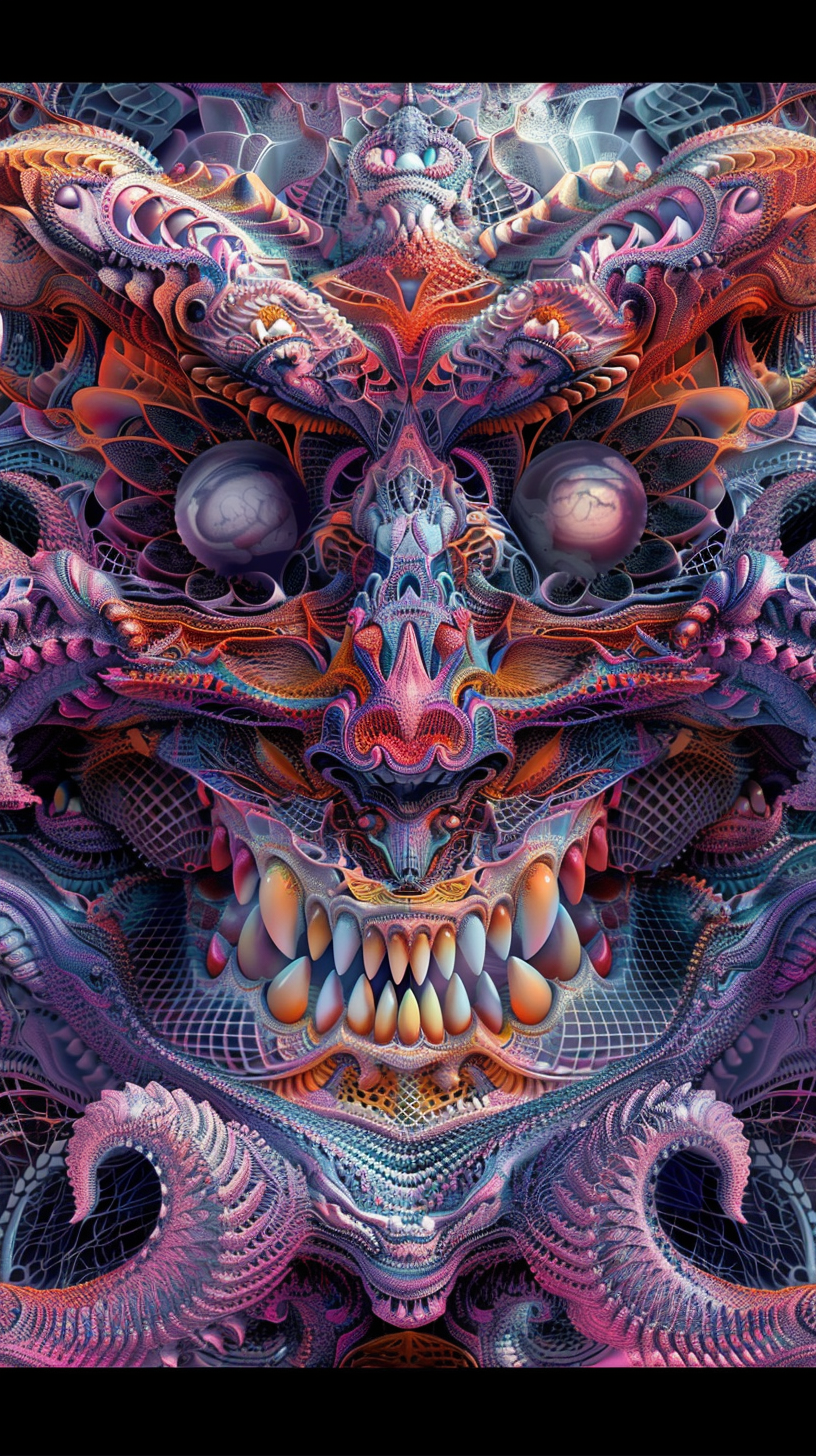 detailed hannya face fractal design