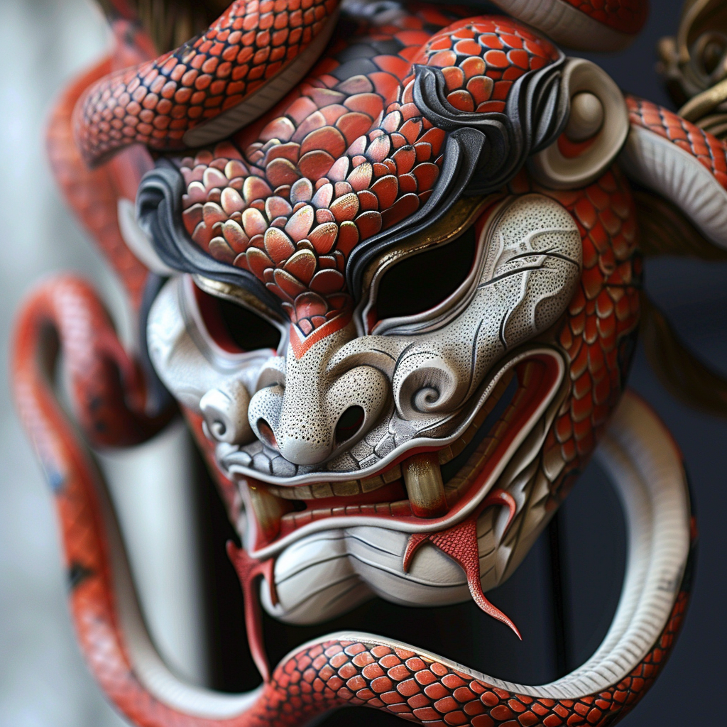 Japanese Hannya Mask with Snake