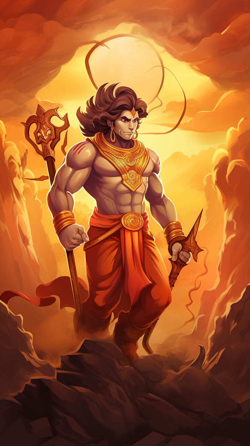 Lord Hanuman illustration on abstract background