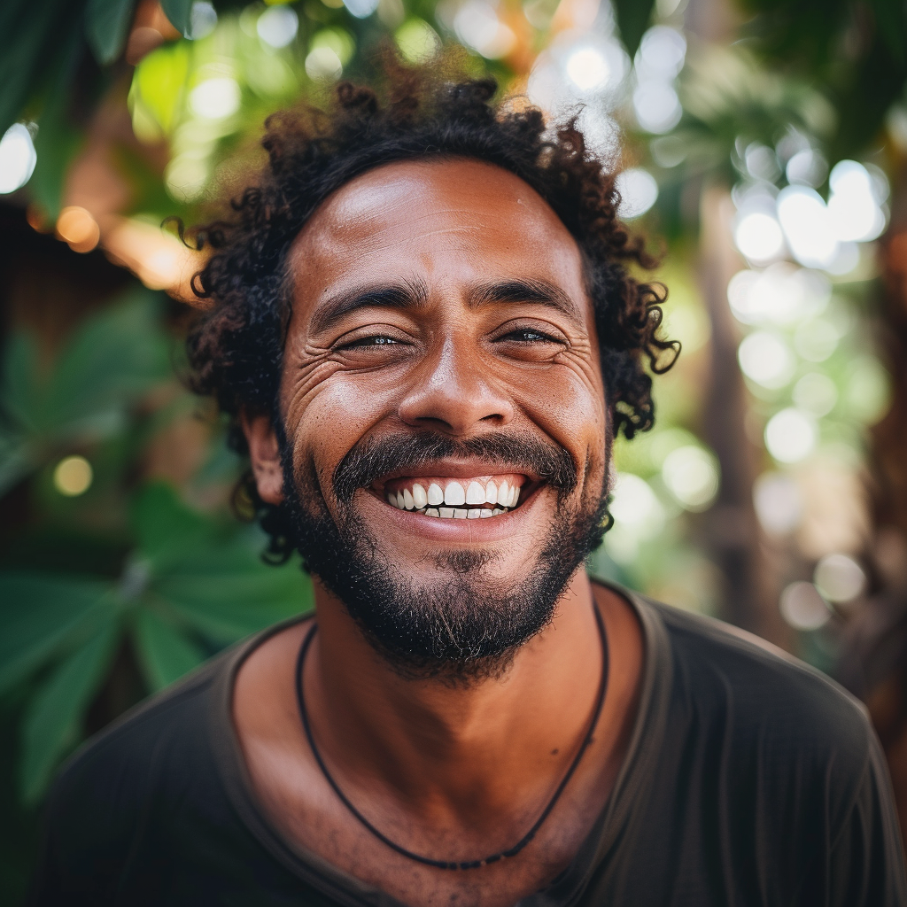 Happy accomplished man smiling