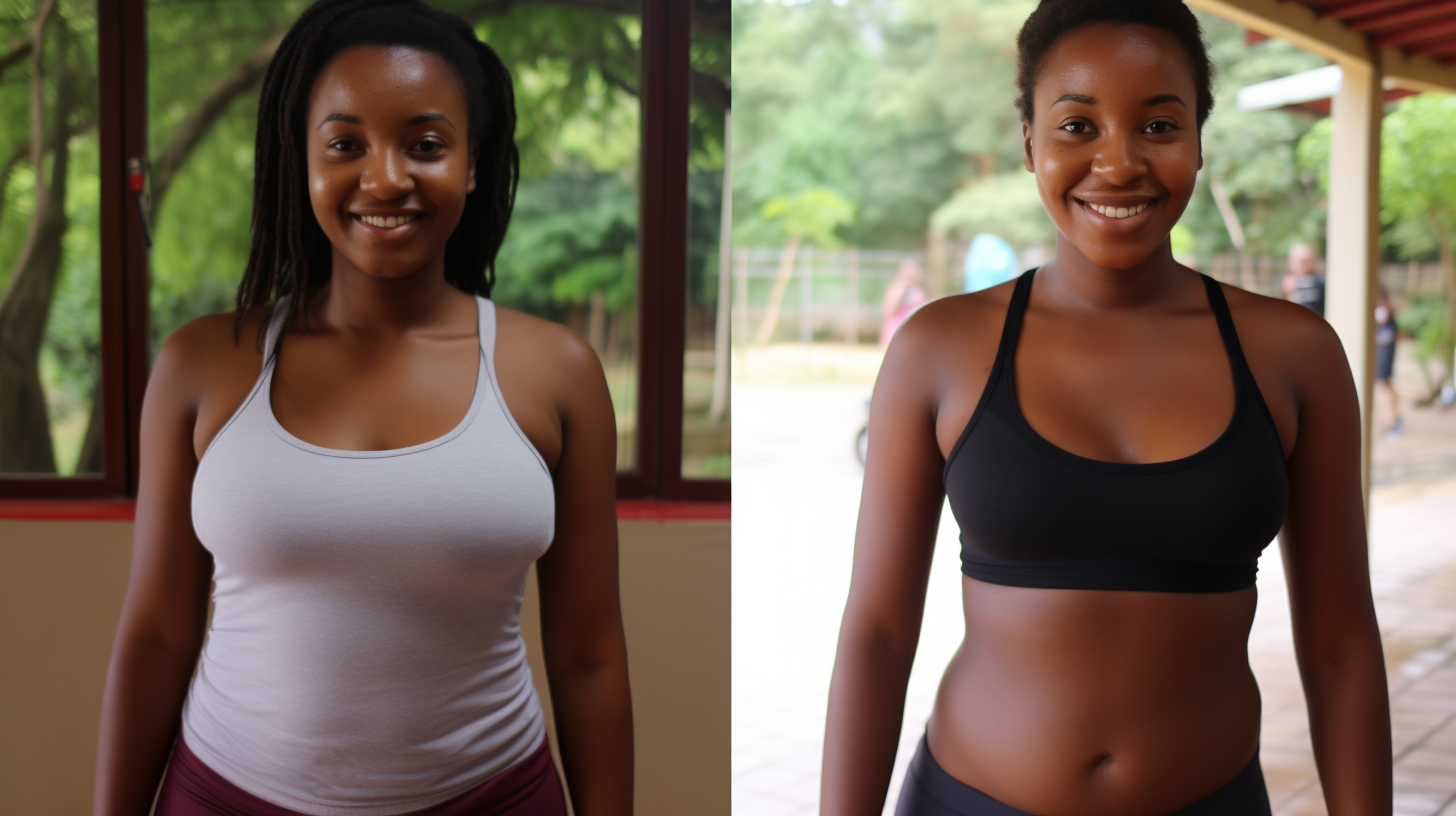 Happy African women's weight loss journey