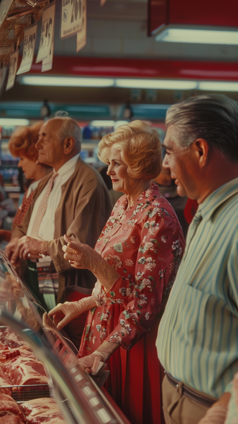 American seniors shopping for steaks