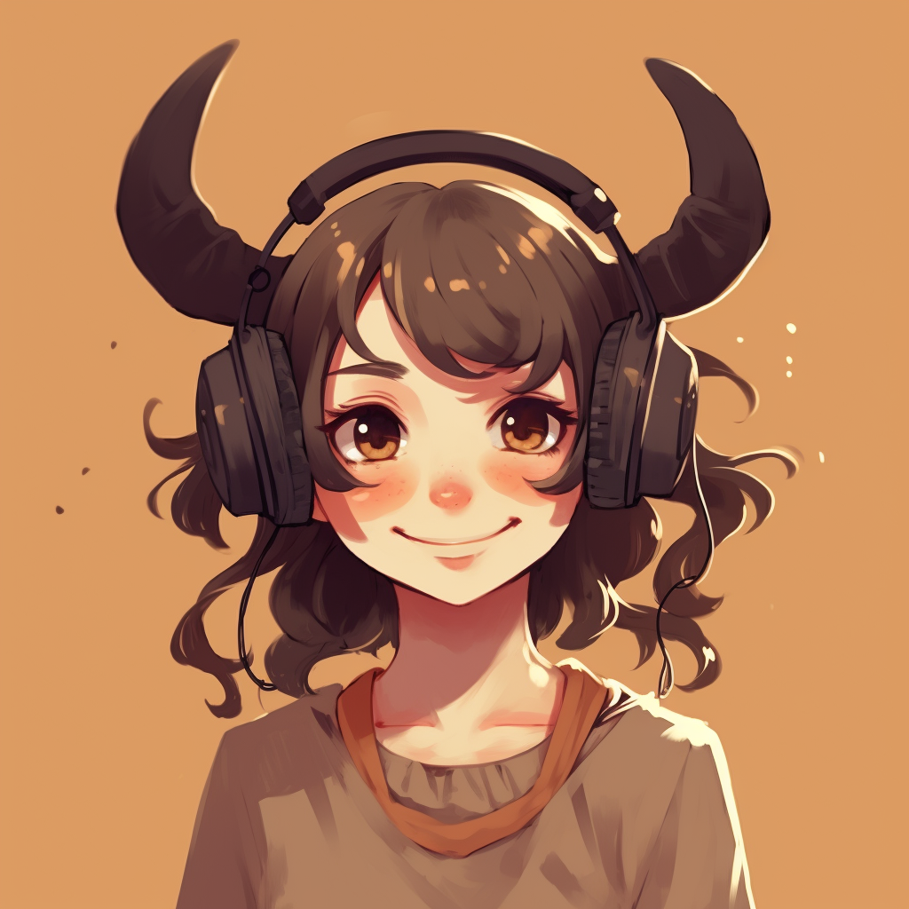 Cute anime girl with demon horns