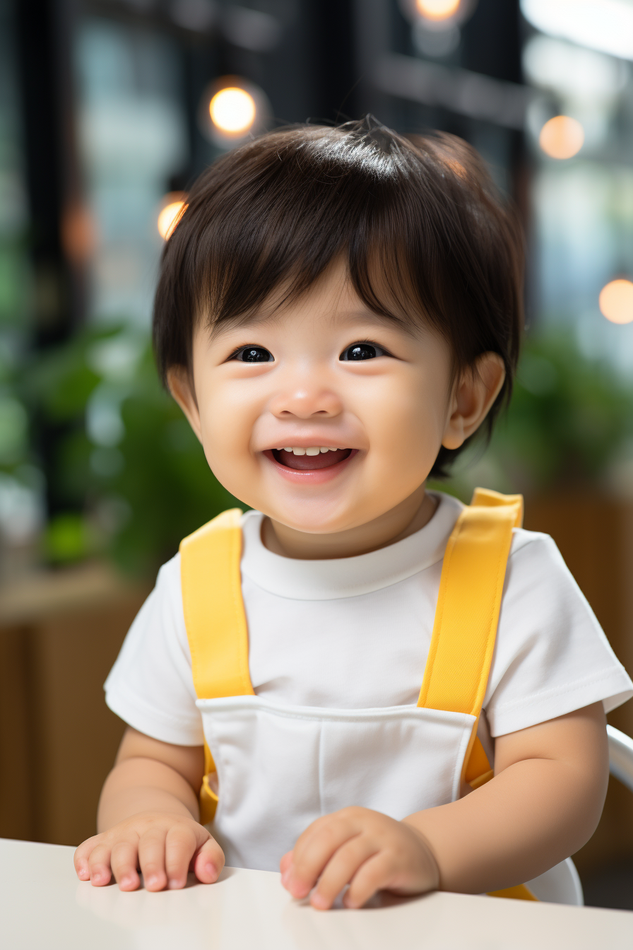 Asian toddler happy affirmation card