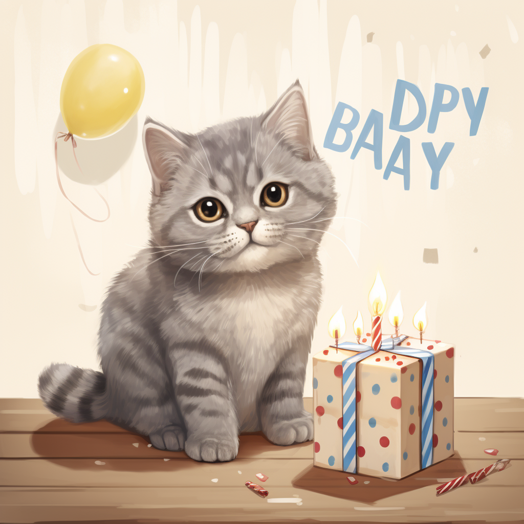 Cute grey cat with hazel eyes for Saely Maria's birthday