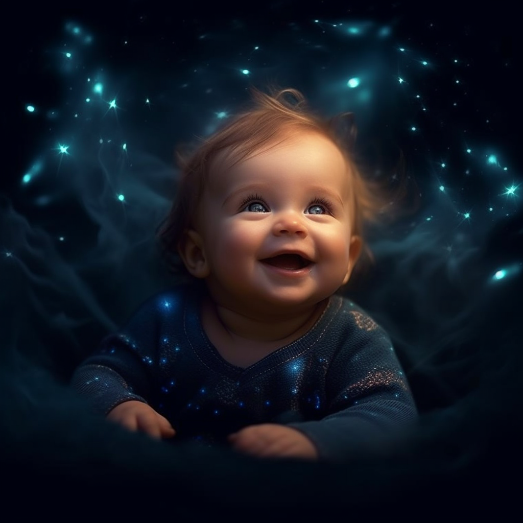 Happy baby wizard casting spell