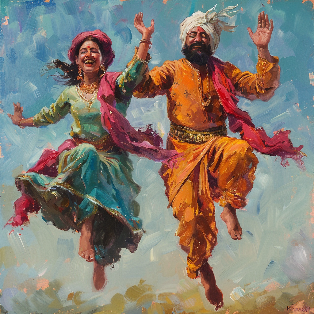 Happy Bhangra Dancers Smiling Together