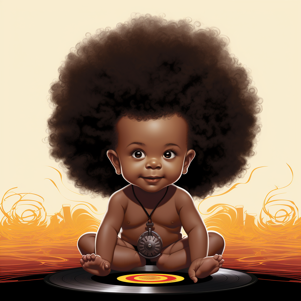 Back view of happy black baby with Afro hair