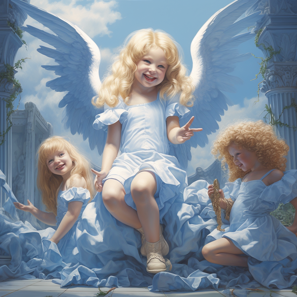 Happy blue warm lucky angels