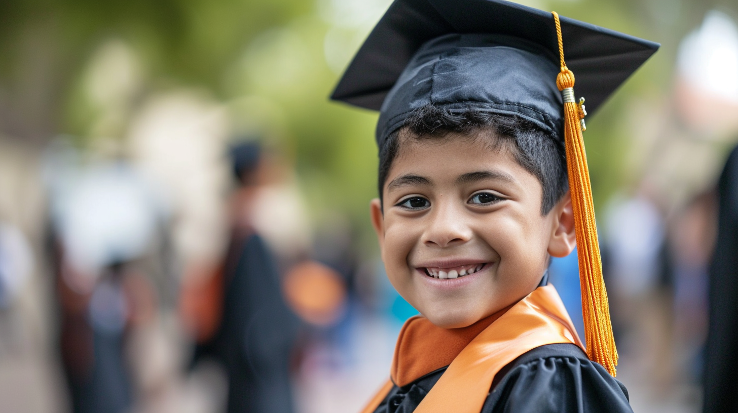 Happy boy graduating with a big smile