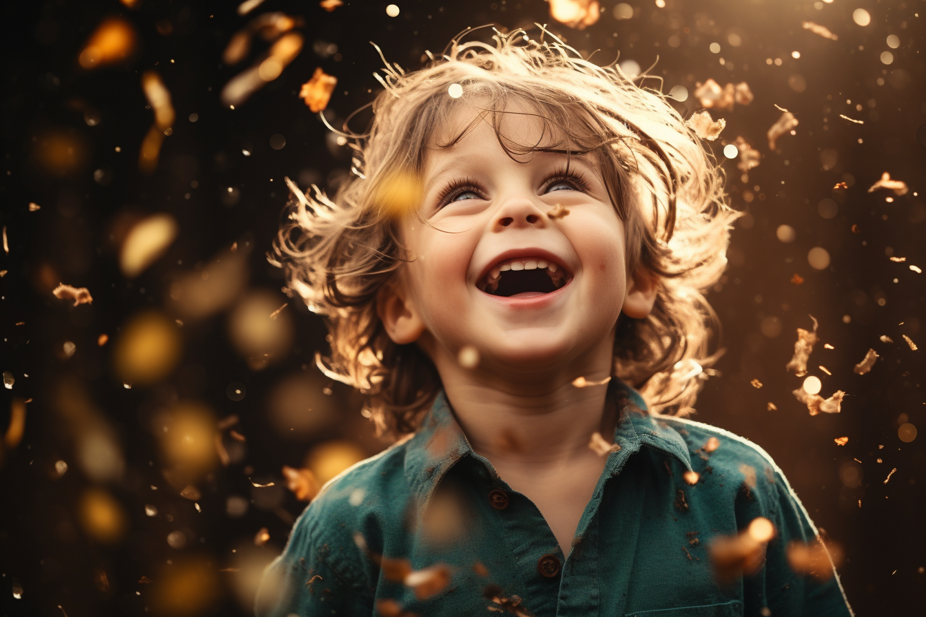 Happy boy throwing confetti in celebration