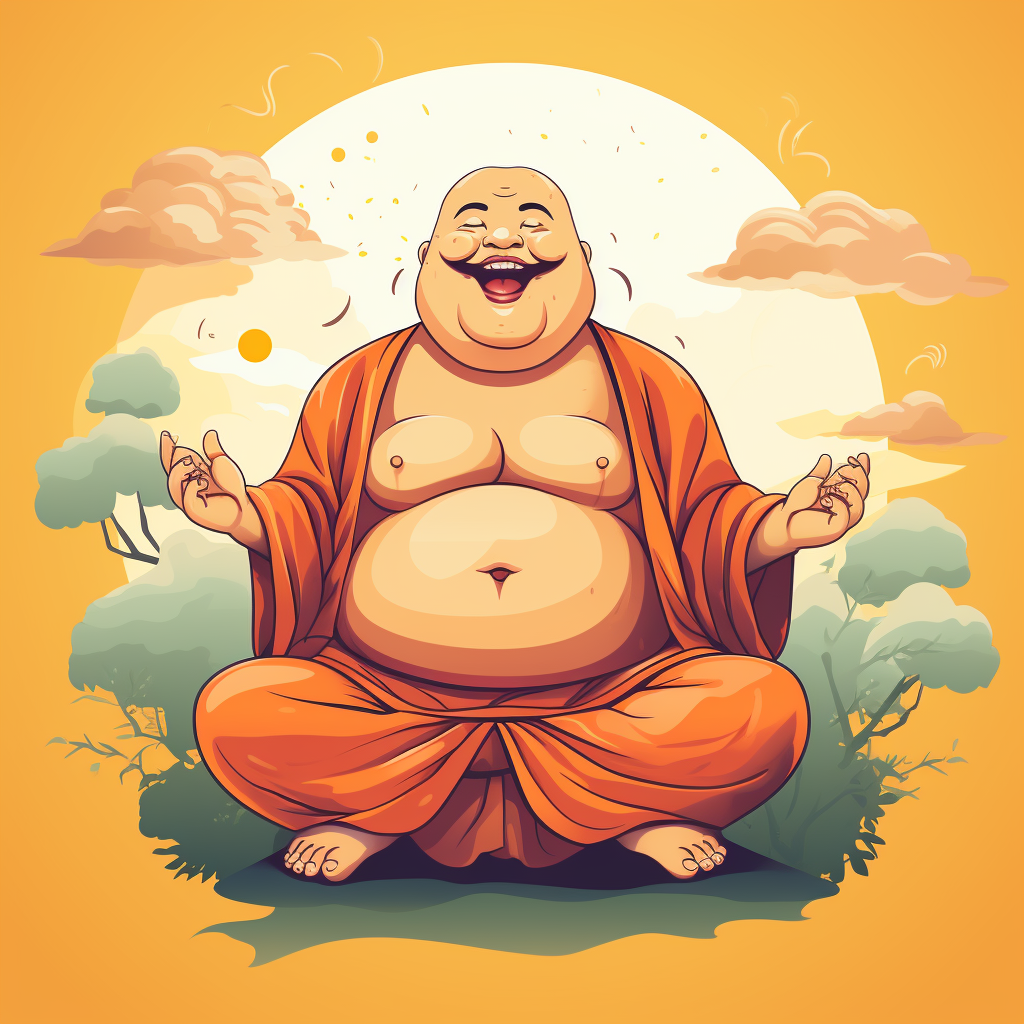 Happy Buddha on Light Background