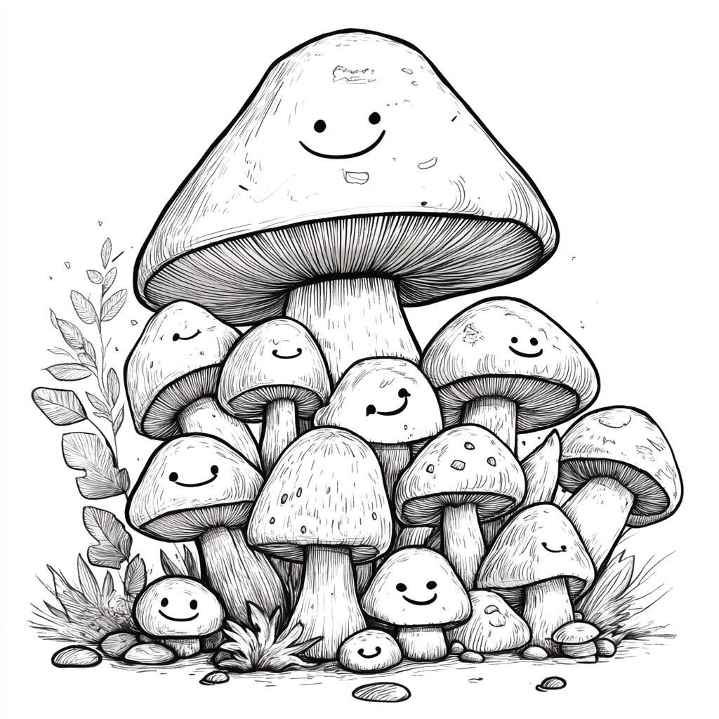 Cute Variety of Cartoon Mushrooms