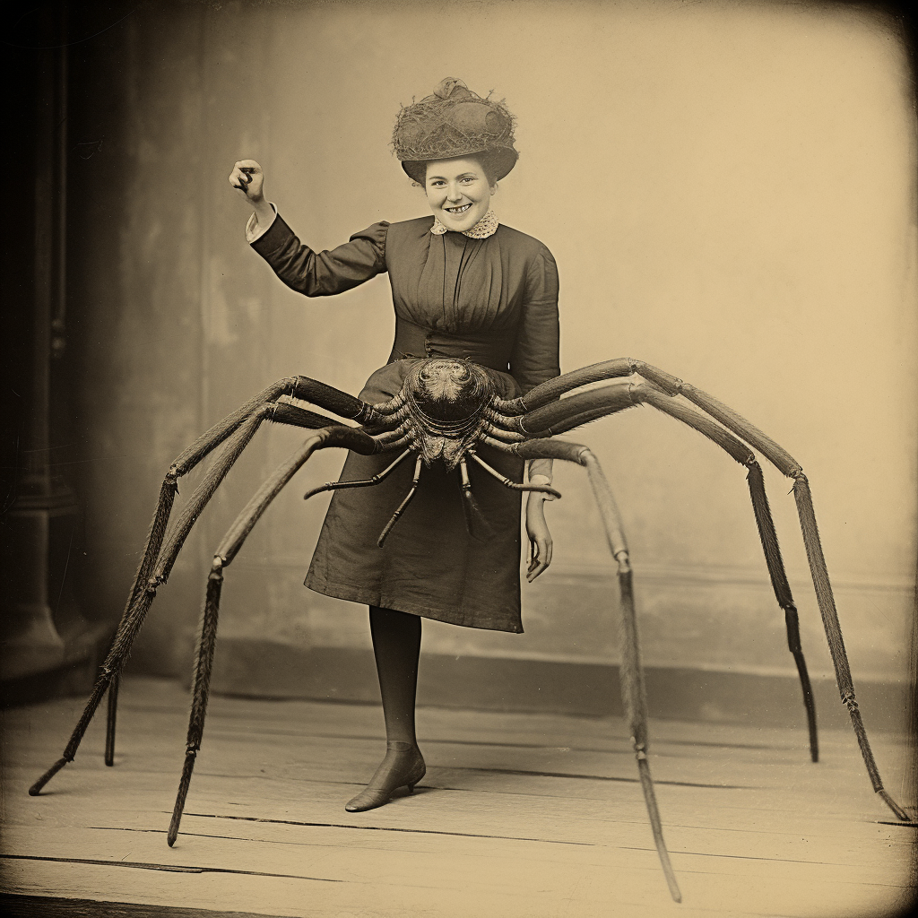 Cartoon spider wearing women's shoes