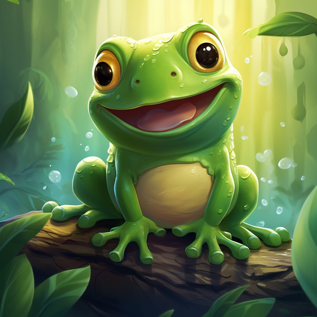 Adorable tree frog for board game card