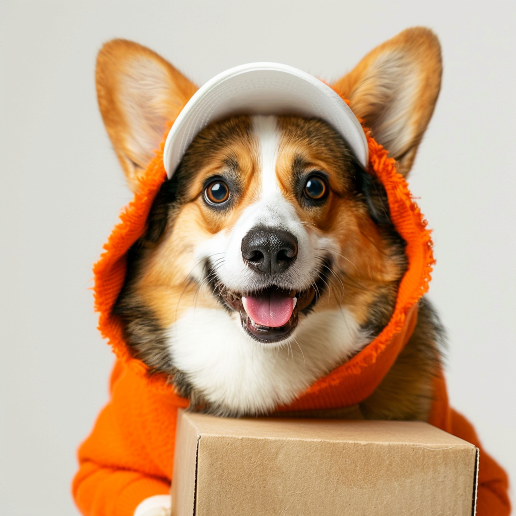 Happy corgi delivery dog image