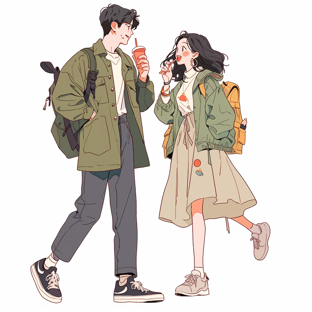 Illustration of a happy couple holding tinny pocky