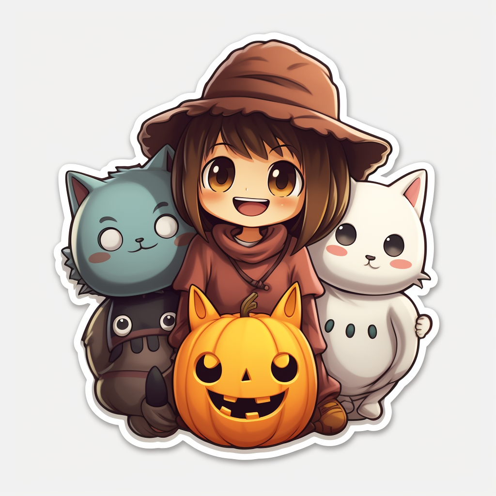 Happy cute Halloween characters sticker