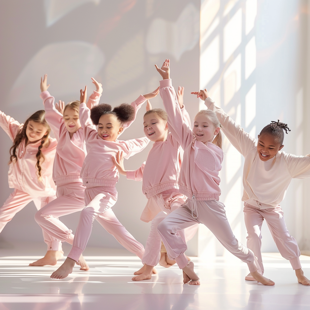 Happy Dance Students in Pink Outfits