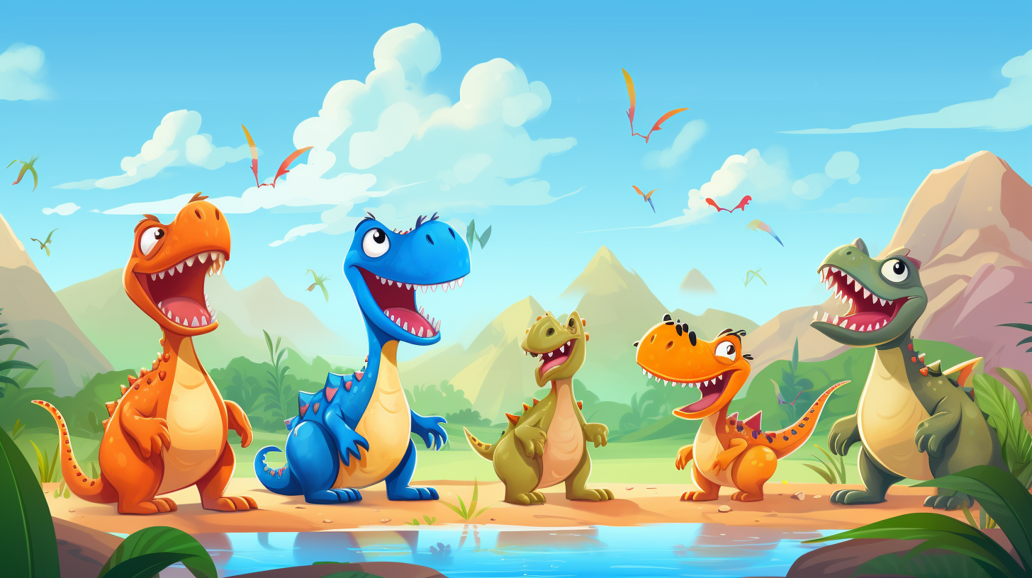 Happy dinosaurs vector illustration for children