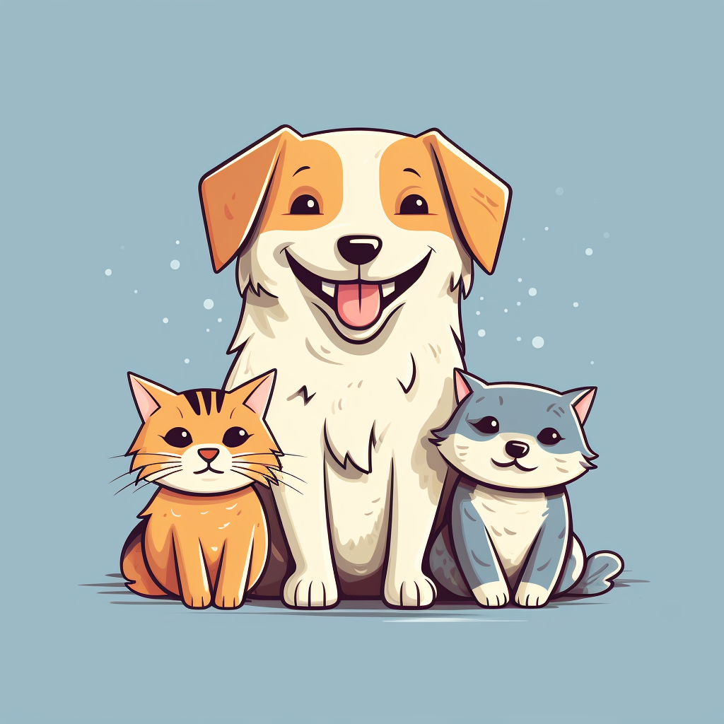 Happy dog and cat illustration