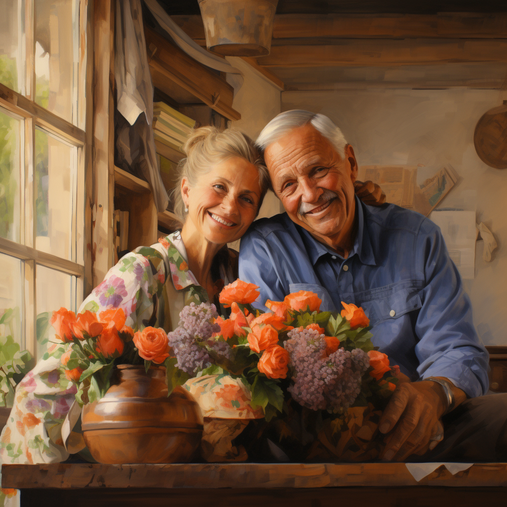 Elderly Couple Beautiful Home Retirement