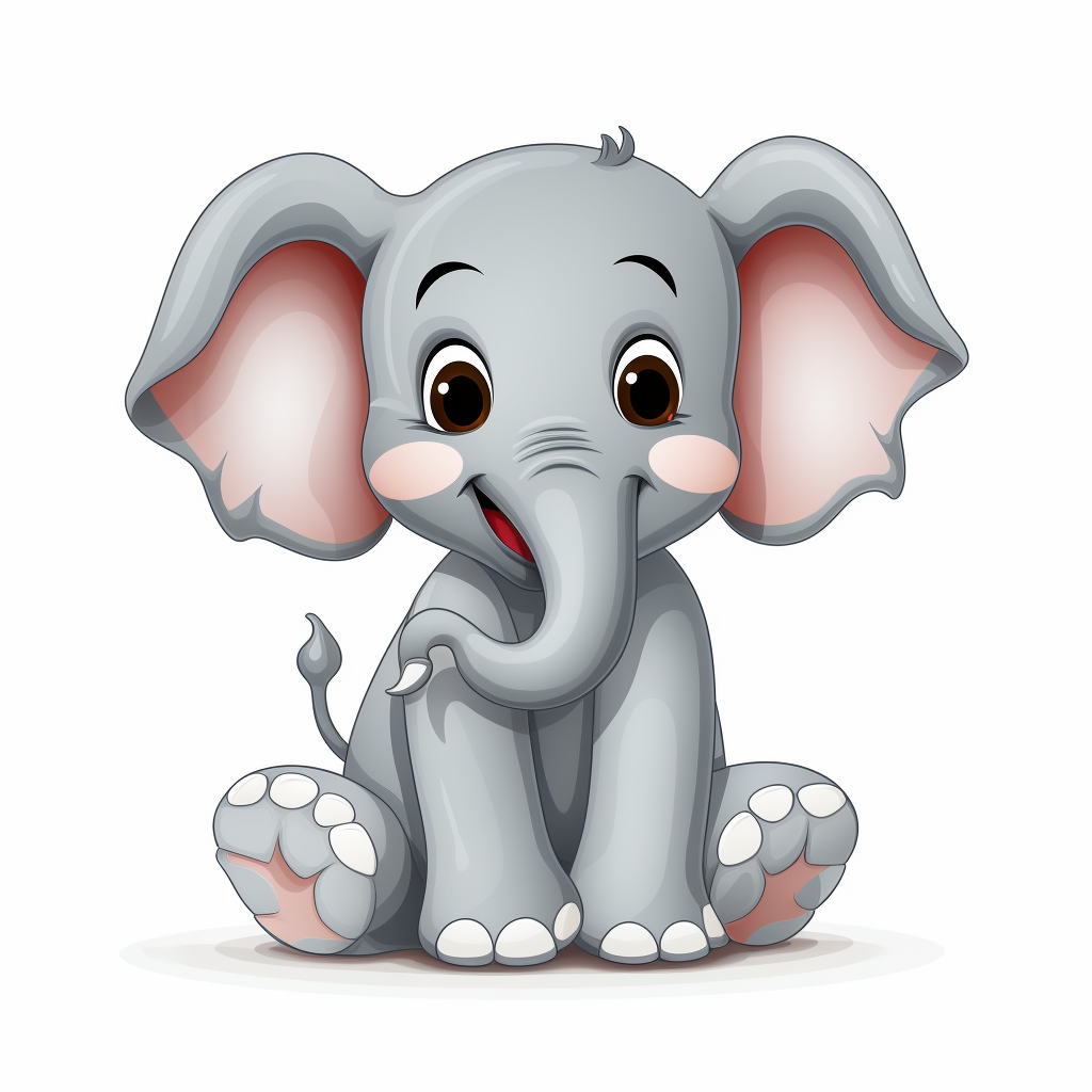 Cartoon Happy Elephant on White Background