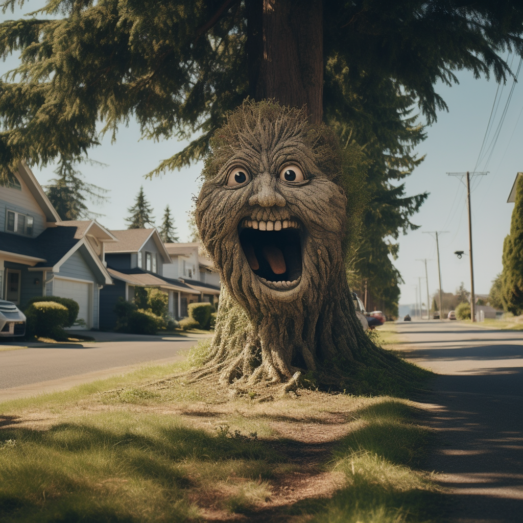 Majestic pine tree with a happy face